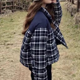 Winter Plaid Patchwork Parkas Women Preppy Style Loose Stand Collar Thick Warm Puffy Coats Retro All Match Cropped Outwear Tops