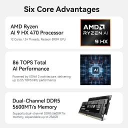 Beelink SER10 Windows 11 Ryzen AI9 HX470 Powerful AI PC 32G 64G DDR5 1T NVME SSD Open Claw Mini Gaming PC Computer SER9 HX370