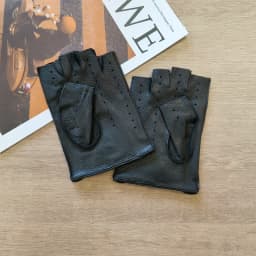Thin Men's Deer Skin Half Finger Gloves, Single-Layer Outdoor Cycling Driving Leather Gloves