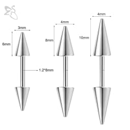 ZS 1PC 16G Long Spike Bridge Piercing Stainless Steel Eyebrow Ring Curved Barbell Cartilage Earring Punk Cone Labret Piercing
