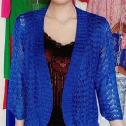 Spring Summer New Ice Silk Knit Cardigan 2025 New Women Middle-Aged Mothers Solid Color Shawl Hollow Sunscreen Coat Female Tops