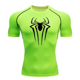 Spider Print Compression Shirts for Men Summer Short Sleeve Rash Guard Gym Workout Tshirt Athletic Quick Dry Undershirts Tops