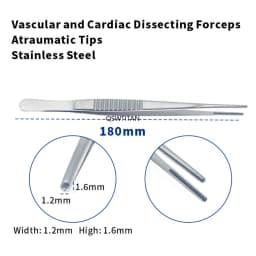 Stainless steel Vascula and Cardiac Dissecting ForcepsAtraumatic tips Tissue tweezers Microsurgical instruments