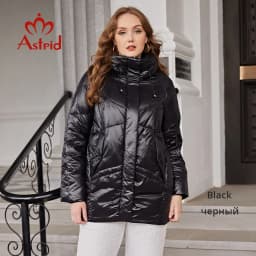 Astrid Down Jacket Female Winter 2022 Short Loose Casual Simple Design Contrast Color Stitching Hooded Women's Parka AR-E10345