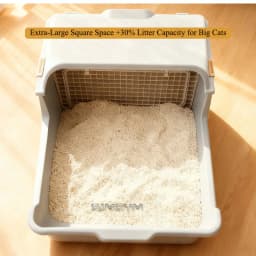 Semi‑Automatic Tilt Sifting Cat Litter Box No Scoop Needed Open‑Top Cat Toilet with Waste Drawer PP Resin for Cats up to 16.5lbs