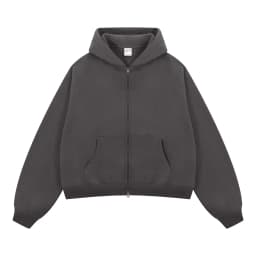 Custom LOGO women's Autumn Winter New 370G Heavy Fleece BOXY Short and Wide Double Head Zipper Cardigan Couple Hooded Sweater