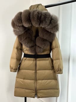 2025 New Natural Thick Warm 90% White Duck Down Coat Long Winter Jacket Women Real Big Fox Fur Collar Belt Loose Puffer Parka