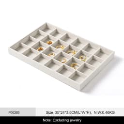 Oirlv 12/24 Grids Linen Jewelry Display Trays Stackable Ring Necklace Bracelet Pendant Showcase Display Tray Organizer Plate