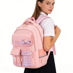 3pcs/set School Backpack for Girls Bookbag Elementary Middle School Bags Student Cute Plaid Backpack with Lunch Bag Pencil Bag