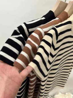 2026 Turtleneck Pullover Striped Sweater Slim Fit Top Shirt Women's Early Spring and Autumn Short Sleeve Bottoming Jumper