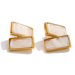 Yhpup Multi Color Stainless Steel Acrylic Resin Rectangle Stud Earrings Tarnish Resistant Daily Fashion Jewelry PVD Plated