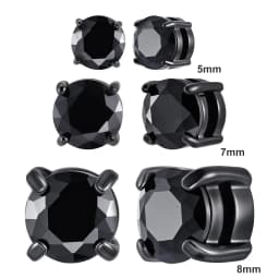 Punk Round Zircon Magnetic Ear Studs Clips Non Piercing Stainless Steel Small Earrings for Women Men Fashion Jewelry 