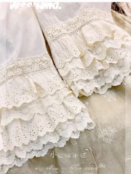Women's Y2K Loose Fit Bloomers Cropped Pants Drawstring High Waist Floral Lace Patchwork Calf-Length Wide Leg Trousers