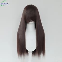 Very High Quality 400g 48 Colors 24Inch 60cm Long Straight Cosplay Wig With Bangs Heat Resistant Hair Anime Wigs + Wig Cap