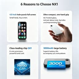 BLUEFOX NX1 4.0" Mini Smartphone Android 15 4GB 64GB/8GB 128GB ROM 4G LTE Dual SIM Compact Touch Screen Mobile Phone