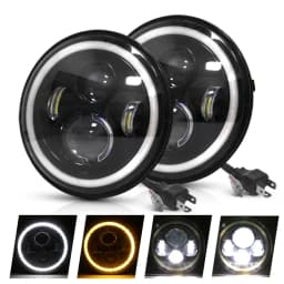2pcs Car 7" Led Headlight Hi/Low H4 Halo Angle Eyes For Urban Harley BMW Jeep JK 4x4 Suzuki Samurai Jeep Wrangler Off Road