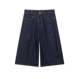 Women's Denim Long Casual Shorts Spring Summer Mid-waist Zipper Pockets Wide Leg Fashion Simple Loose Female Calf-Length Pants
