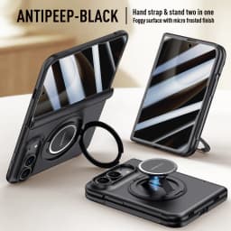Luxury 360 Rotating Magnetic Stand Hand Strap Case for iPhone Duo 18 Duo Fold Wide Shockproof for Magsafe Film-Integrated Cover