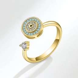 SMJEL Flower Shiny Rhinestone Rotatable Fidget Spinner Ring for Women Anti Anxiety Butterfly Animal Design Anti Stress Accessory