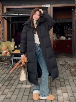 Winter Long Hooded Solid Down Jacket Women White Duck Down Waterproof Outwears Female Warm Thick Parker Knee Length Down Jacket
