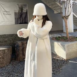 Women's Thick Faux Mink Fur Mid-length Coat Autumn Winter Fashion Stand Collar Plush Outerwear Women Elegant Warm Fluffy Jackets