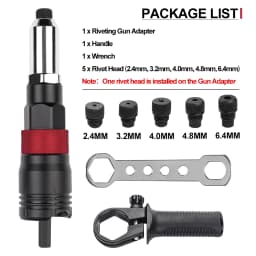 Electric Rivet Nut Tool Adapter 2.4MM 3.2MM 4.0MM 4.8MM 6.4MM Insert Nut Riveting Gun Cordless Home Converter