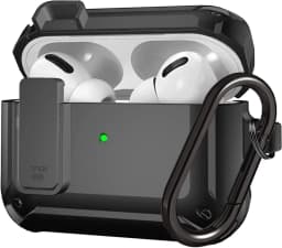For Airpods 4/Pro 2/AirPods 1/2/3 Case with Lock, Rugged Shell Military Armor Protective Cover Wireless Earphone With Keychain