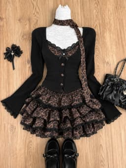 Women's Y2K Vintage Lace Patchwork Dress Two Piece Set Summer Elegant Retro Cardigan + Sweet Fashion Sleeveless Slim Mini Dress