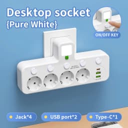 EU Plug AC Outlet Multitap Power Strip 2m Extension Cord Electrical Socket USB for Home Office Surge Protector Network Filter