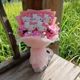Genuine Hellokitty Kuromi Cinnamoroll Plush Dolls With Artificial Flowers Bouquets Christmas Valentine Graduation Birthday Gifts