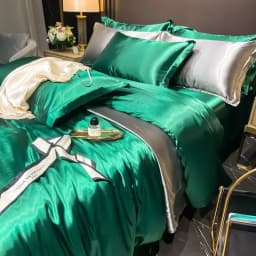 Solid Silk Bedding Set with Duvet Cover Bed Sheet Pillowcases Luxury King Single Double Couple Pillow Case Bedsheet