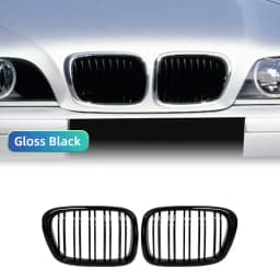 For BMW E39 5 Series 525 528 530 Gloss Black Grille Car Front Hood Grill Kidney Grilles Racing Grill 99-03 Accessories Dual Line