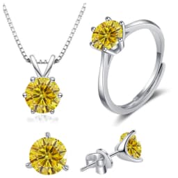 4CT 925 Sterling Silver Jewelry Set VVS1 Full Moissanite Pendant Necklace Ring Earrings for Women Fashion Dating Accessories