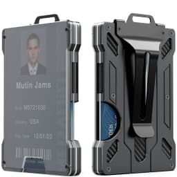 Men's Slim Aluminum RFID Wallet - 15 Card Capacity with Metal Money Clip + Clear ID Window, Anti-Theft Minimalist Design