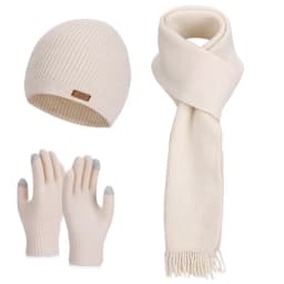 3 Pcs Sets Winter Women Plush Knitted Cold Hat Warm Woolen Head Cap Scarf Gloves Hats Outdoor Ear Windproof Beanies Cap
