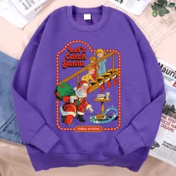 Let’S Catch Santa Holiday Activities Comics Print Clothes Men Women Soft Loose Sweatshirt Warm Soft Hoodie O-Neck Pullover Hoody