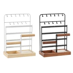 Necklace And Earring Storage Tree with Wooden Base for Jewelry Organization
