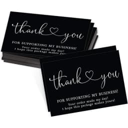 9.0x5.4cm Pink Black Foil Stamp Greeting Label Custom Thank You Cards For Small Bussiness Gift Box Decoration Packaging Supplies