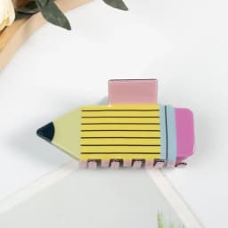 Cute Large Acrylic Pencil Design Hair Claw Clips for Women Girls Accessories Cartoon Sunflower Smile Ponytail Hairgrip New 2024