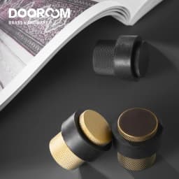 Dooroom Knurled Brass Rubber Door Stops Bathroom Door Stopper Heavy Duty Floor Mount Bumper Non-magnetic Door Holder Catch