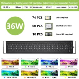 75-90CM Fish Tank Full Spectrum With Remote Control LED Light Aquarium DIY Weather Mode Plant Grow Light IP68 110V-240V
