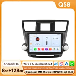 Hizpo Android 14 For Toyota Highlander 2 XU40 2007-2013 Car Radio Multimedia Video Player Navigation Stereo GPS No 2din DVD 6115