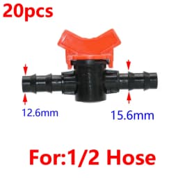 20pcs Drip Irrigation Mini Valve 4/7 3/8/10/12/16/20 /25mm Pipe Garden Tap 1/2" 3/4" Male Thread Water Hose Barb Connector