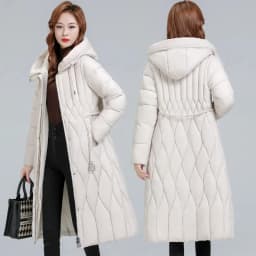 2025 Long Winter Over-The-Knee Overcoat Parka Down Cotton-Padded Jacket Women's Plus Size 100 KG Slim Cotton-Padded Jacket