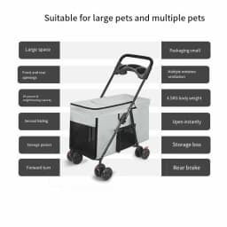 Medium To Large Dog Pet Stroller Multifunctional and Foldable Suitable for Outdoor Travel, Large Size for Commuting and Portable