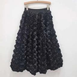 DEAT 2024 Autumn New Versatile Three Dimensional Flower Mid-calf Skirt High Waist Big Swing Fashion A-line Skirts Female 33A2033