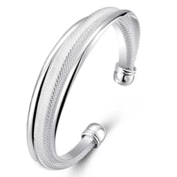 DOTEFFIL 925 Sterling Silver Large Reticulated Smooth Bangle Bracelet For Woman Man Wedding Engagement Jewelry