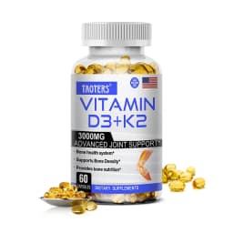 TAOTERS Vitamin D3+K2 Supplement To Support Joint, Bone and Immune Health Non-GMO Formula Easy-to-swallow Vitamin D & K Complex