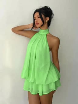 French Style Solid Color Women's Halter Neck Sleeveless Off Shoulder Backless A Line Mini Spicy Girl Beach Vacation Dresses
