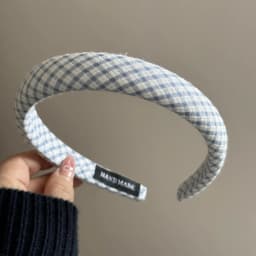 Womens Headband Fresh Cute Blue Checkered Sponge High Skull Top Hairpin New Hair Accessory For Kawaii Girl Funny Simple Headband